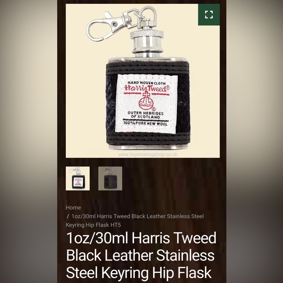 🟥GONE🟥 🆕NWOT Harris Tweed Wool x Leather Stainless Steel Keyring Flask - Picture 2 of 12